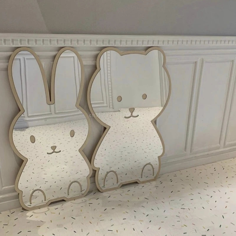 Kids Room Cute Bear Rabbit Shape Acrylic Mirror Baby Photo Props Nordic Home Nursery Decor